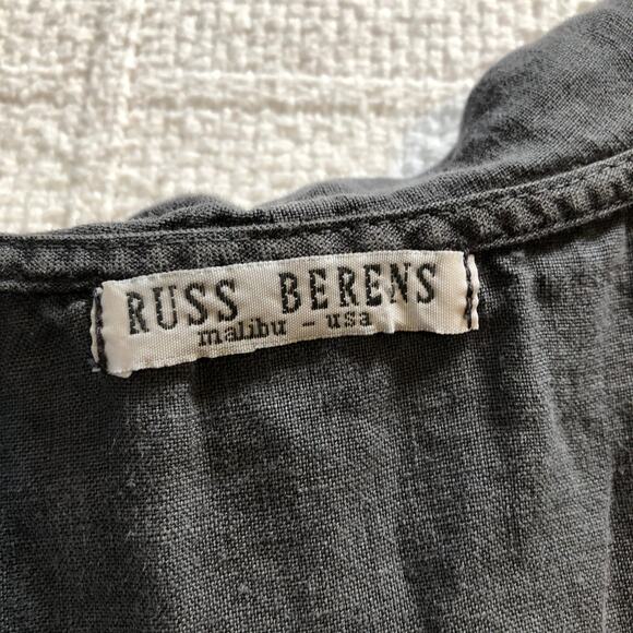 VTG 90s Russ Berens Malibu Gray Ruffle Midi Dress L Coastal Minimalist Made USA - Picture 8 of 12